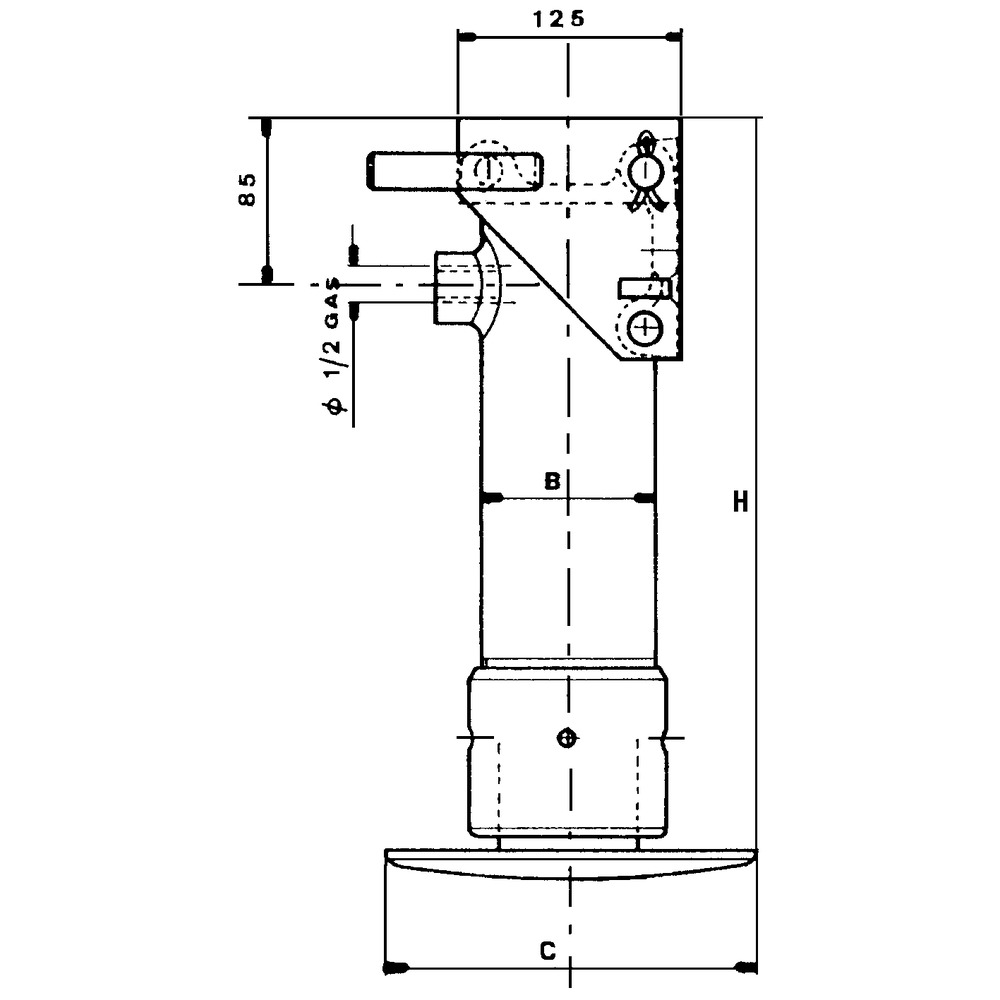 Hubstütze hydraulisch Hub 250mm