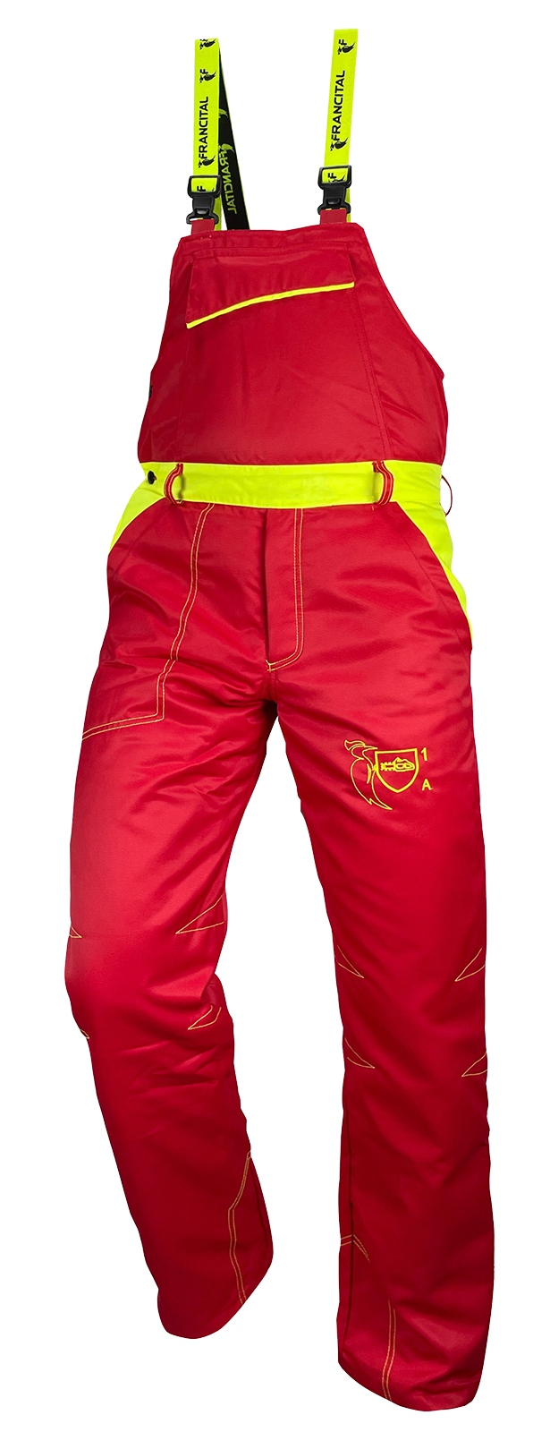 Schnittschutzhose SILBER rot Latzhose