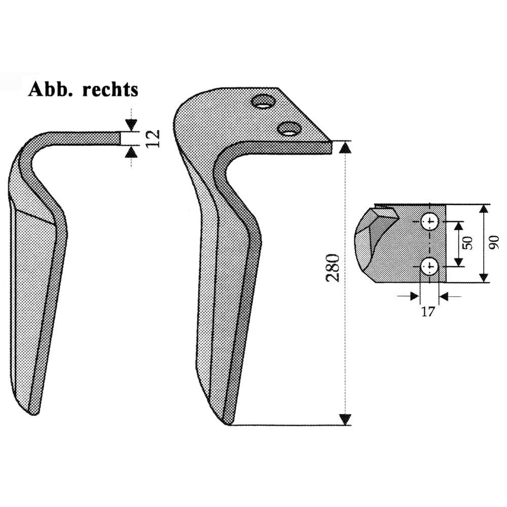 Kreiseleggenzinke rechts, 90x12mm