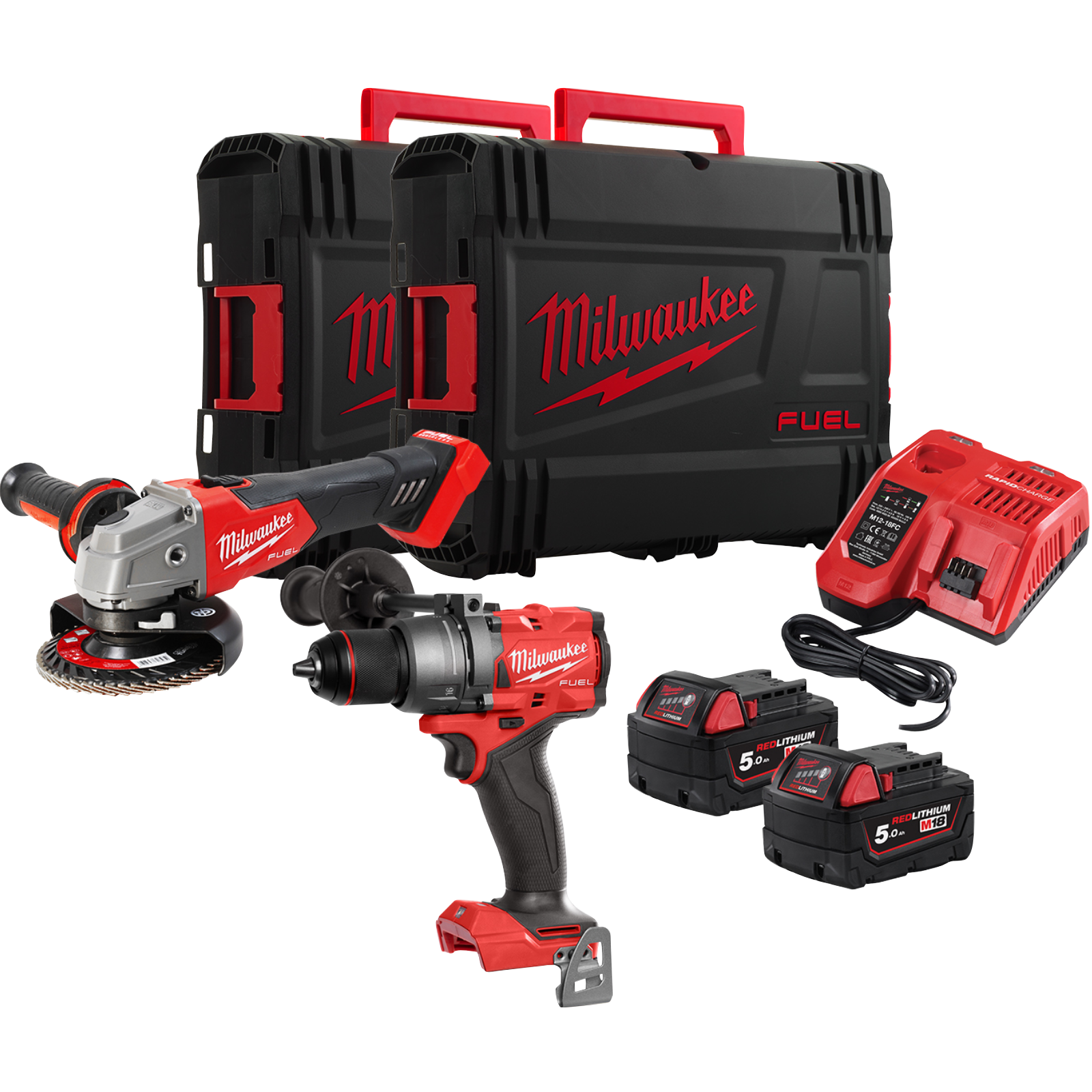 Akku-Bohrschrauber und Winkelschleifer Set