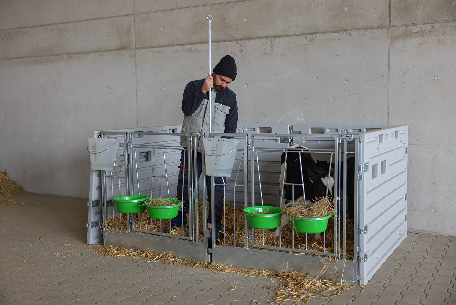 Modulare Kälberbox - Doppelbucht freistehend