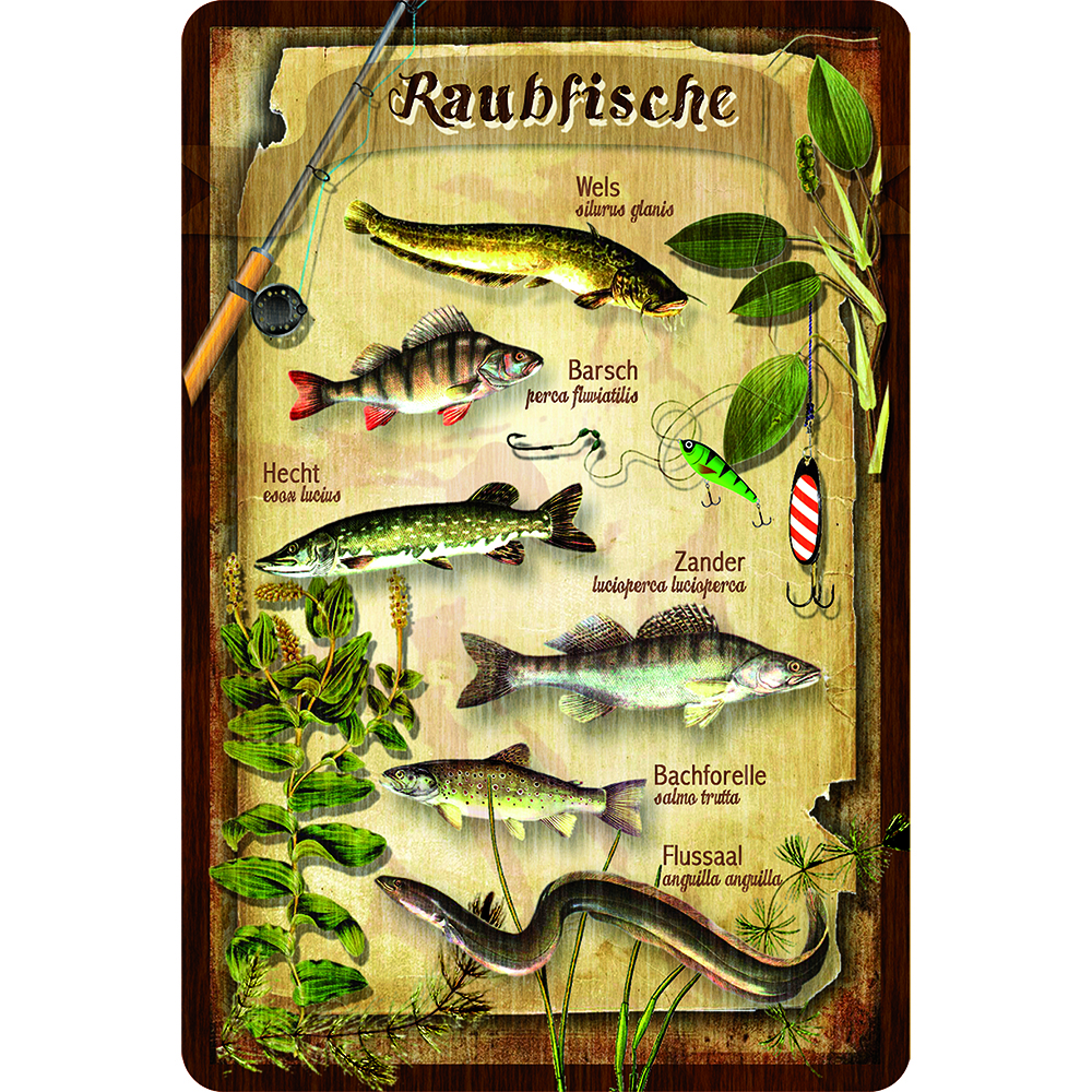 Blechschild 'Raubfische'
