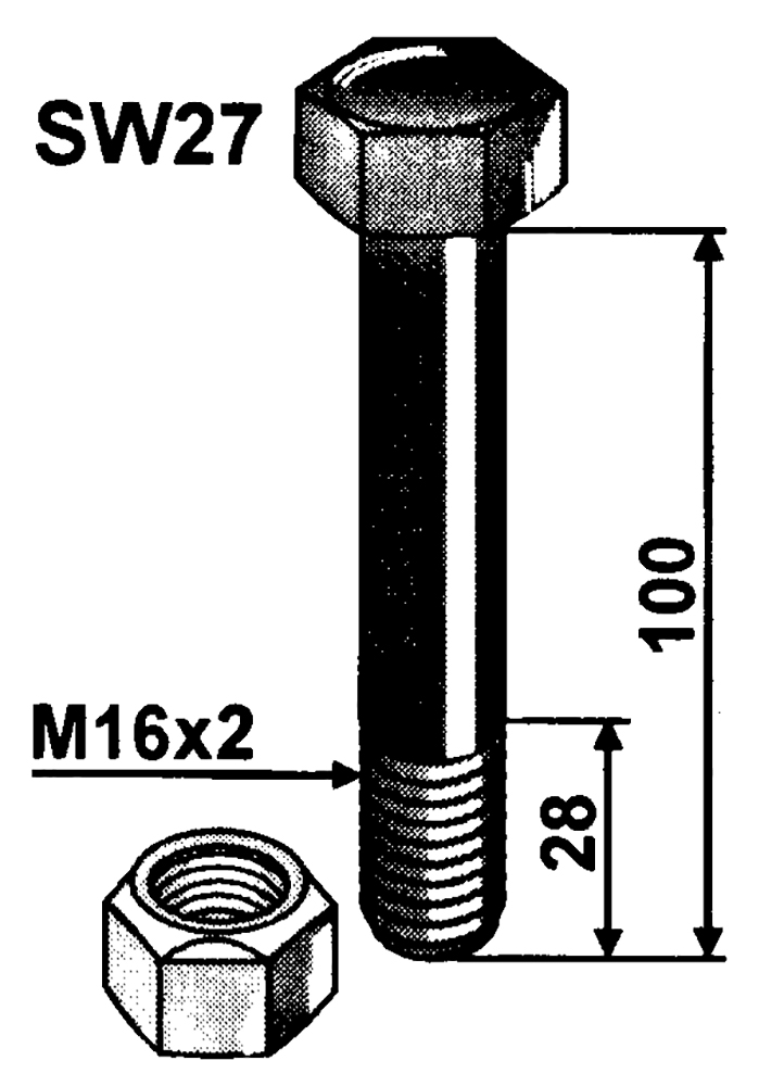 Schraube mit Sicherungsmutter M16x2x100,10.9-FA110764