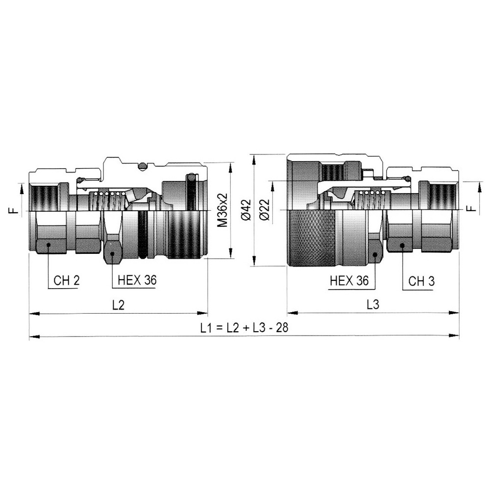 Schraubkupplungsstecker nach ISO 14541 mit Innengewinde, Serie PVV3