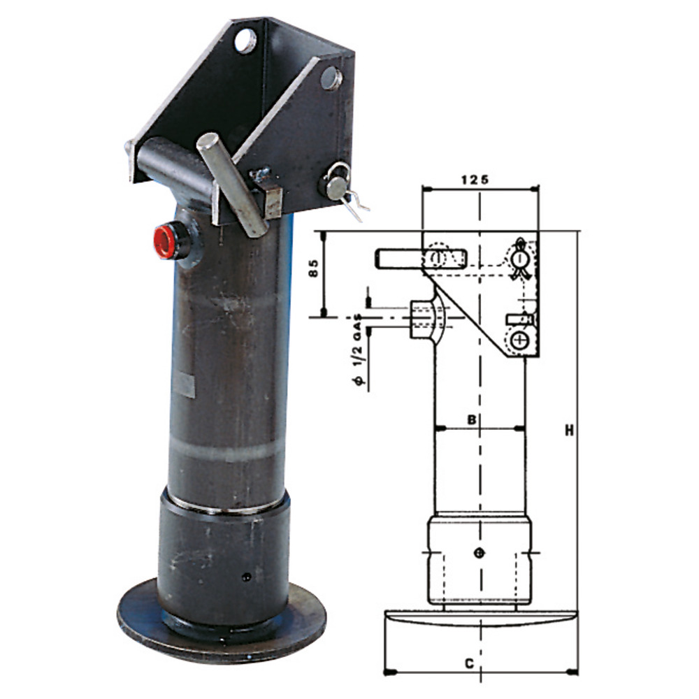 Hubstütze hydraulisch Hub 250mm