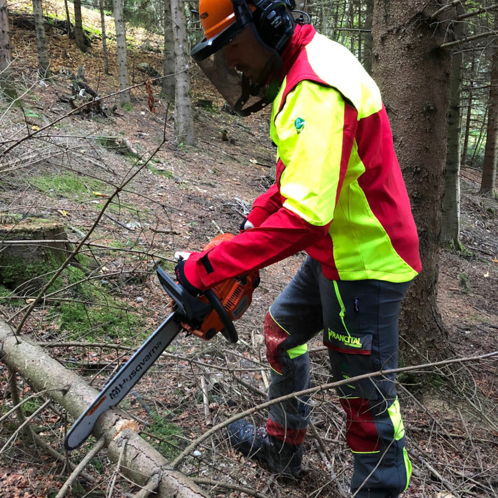 Forstjacke PLATIN rot-gelb
