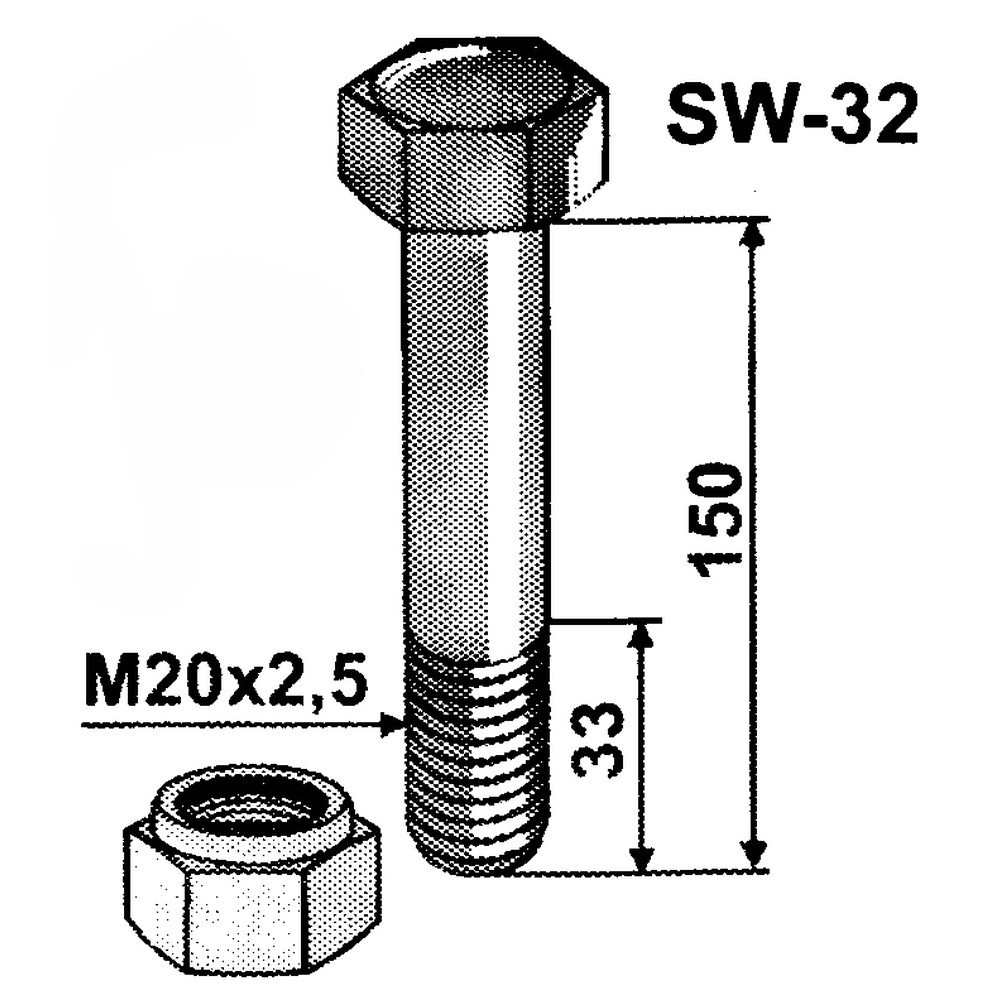 Schraube M20x2,5x150 mm, 10.9