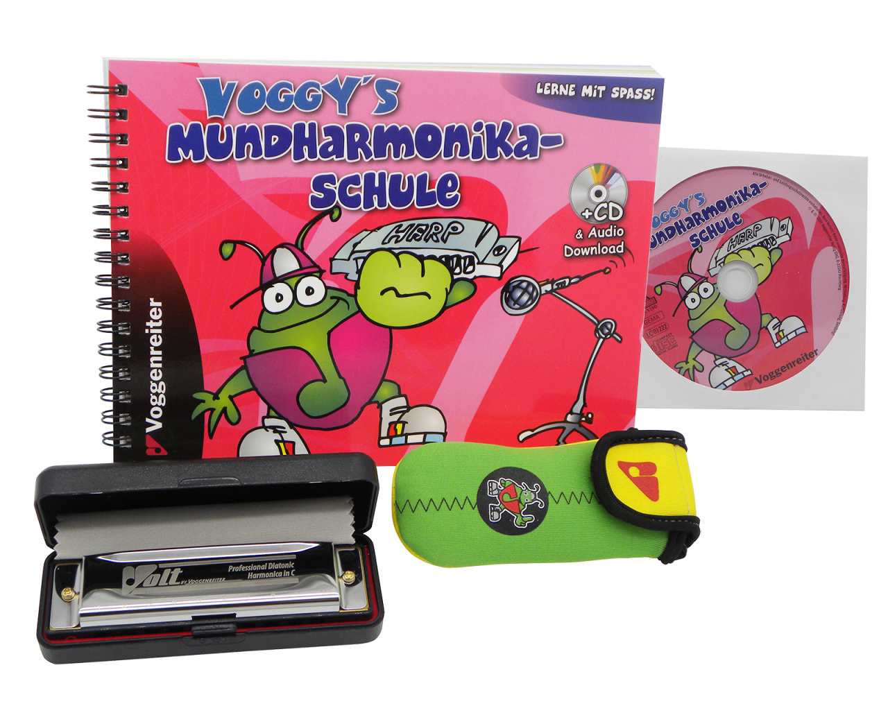 Mundharmonika Set Kinder Voggy mit Lehrbuch und CD