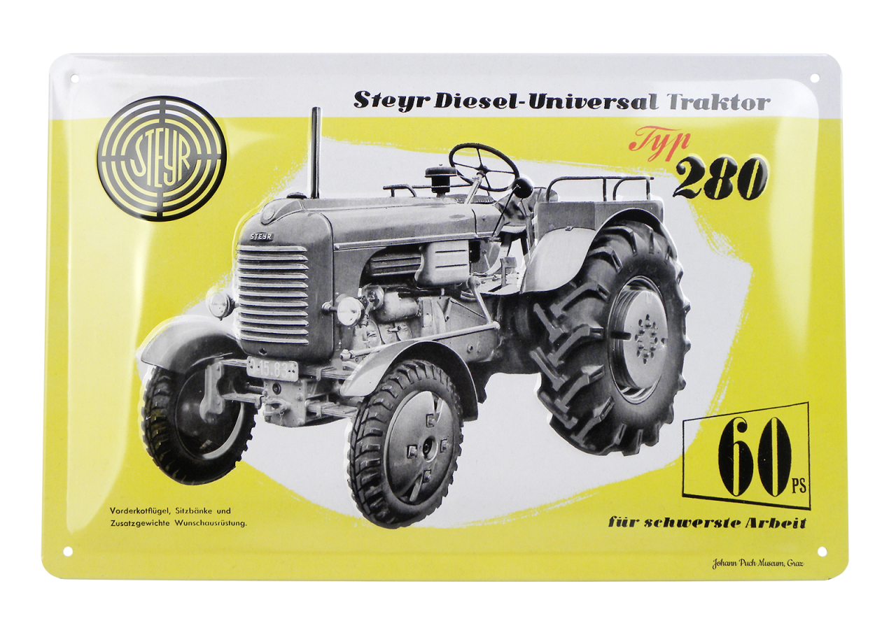 Blechschild Steyr Diesel Traktor Typ 280 60PS