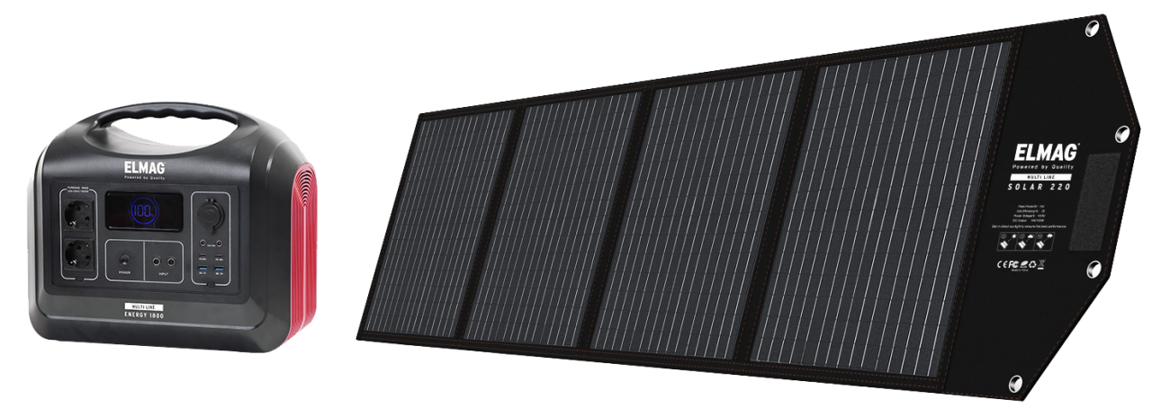 Solargeneratorset Energy 1800W + Solar 220 Watt tragbar